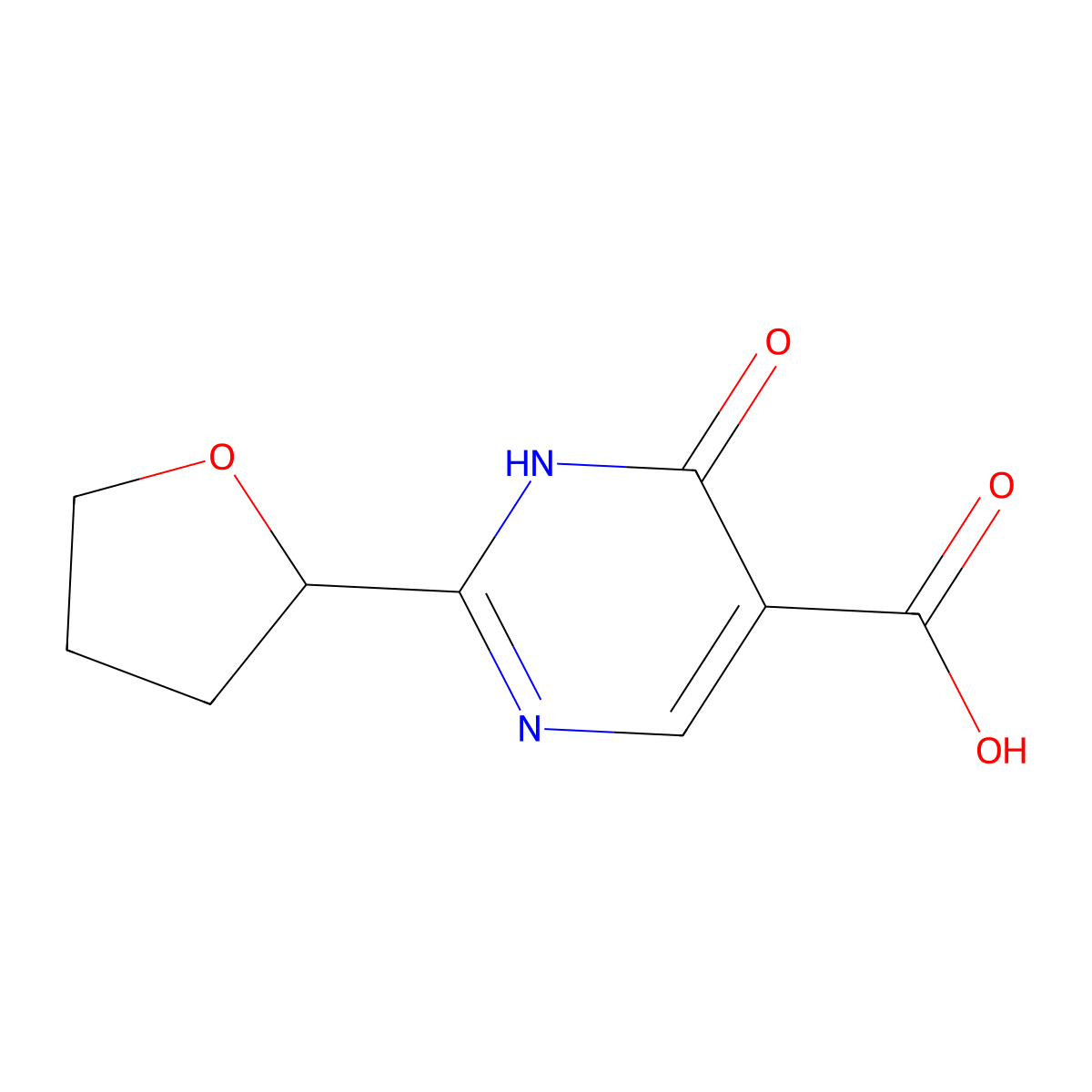6-Oxo-2-(oxolan-2-yl)-1,6-dihydropyrimidine-5-carboxylic acid molecular structure, CAS 1463413-22-0