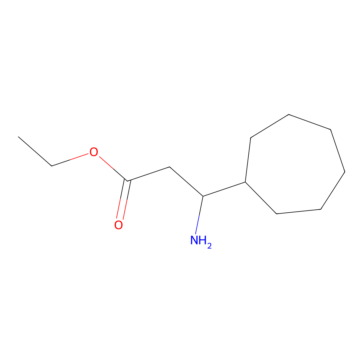 Ethyl 3-amino-3-cycloheptylpropanoate molecular structure, CAS 1463437-82-2