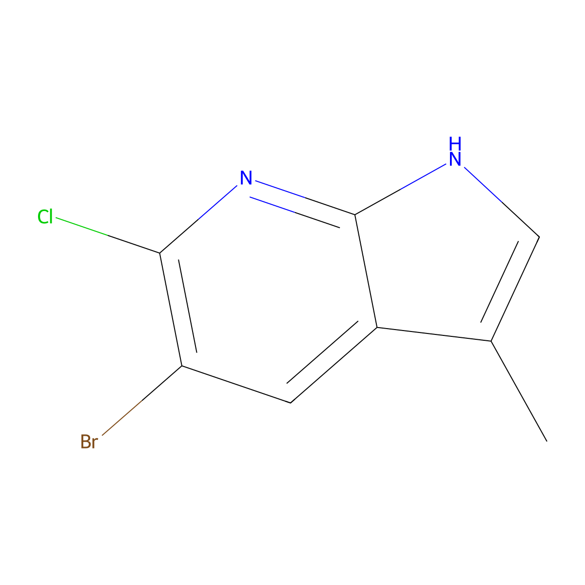 5-bromo-6-chloro-3-methyl-1H-pyrrolo[2,3-b]pyridine molecular structure, CAS 1463441-04-4