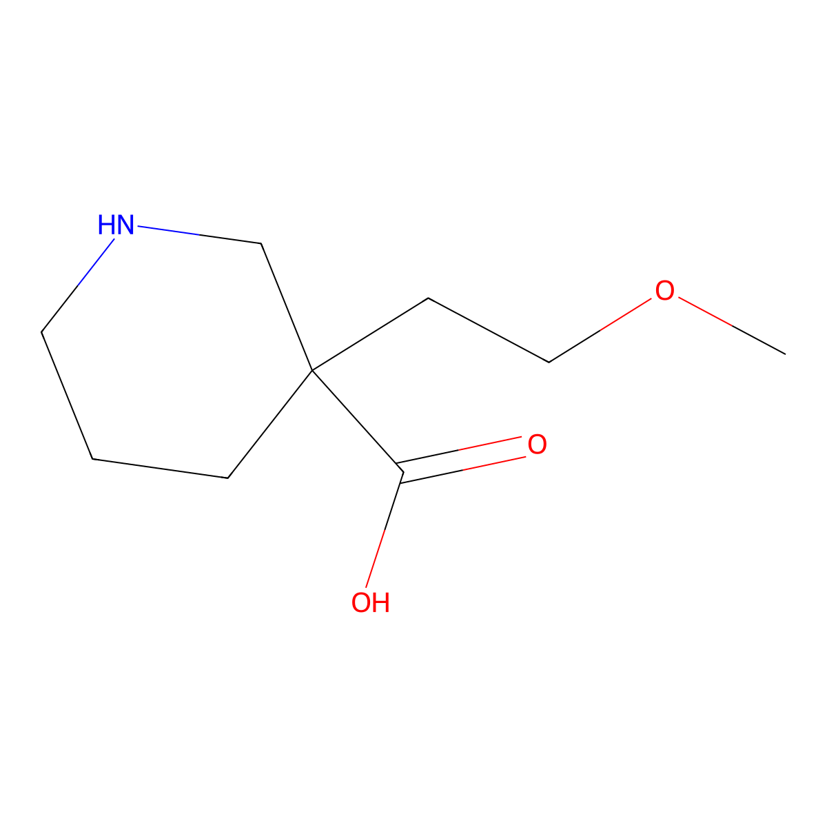 3-(2-Methoxyethyl)piperidine-3-carboxylic acid molecular structure, CAS 1463449-38-8