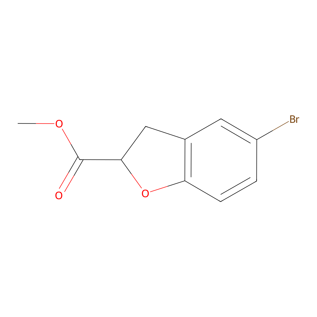 Methyl 5-bromo-2,3-dihydro-1-benzofuran-2-carboxylate molecular structure, CAS 1463457-51-3