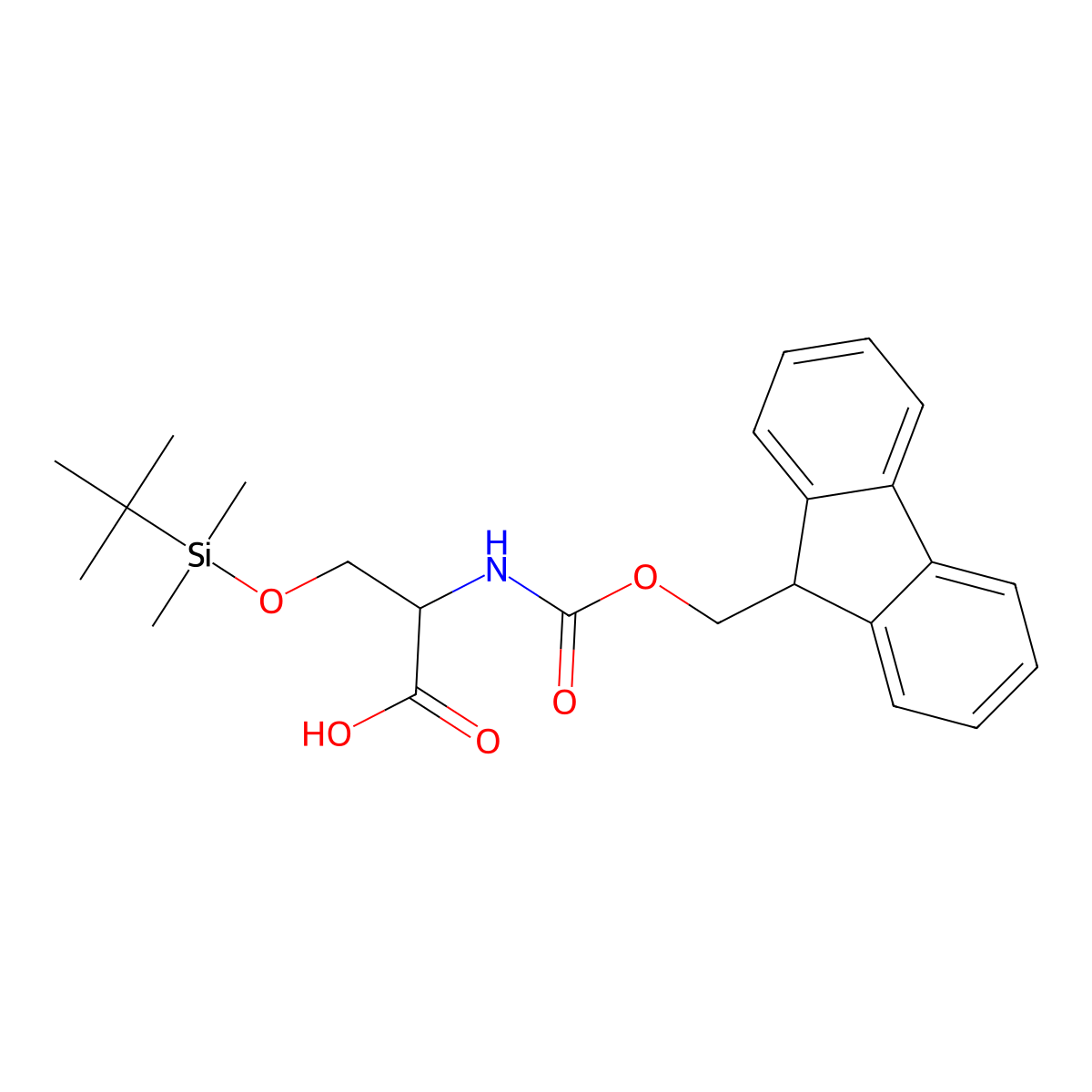 (2S)-3-[(tert-butyldimethylsilyl)oxy]-2-{[(9H-fluoren-9-ylmethoxy)carbonyl]amino}propanoic acid molecular structure, CAS 146346-81-8