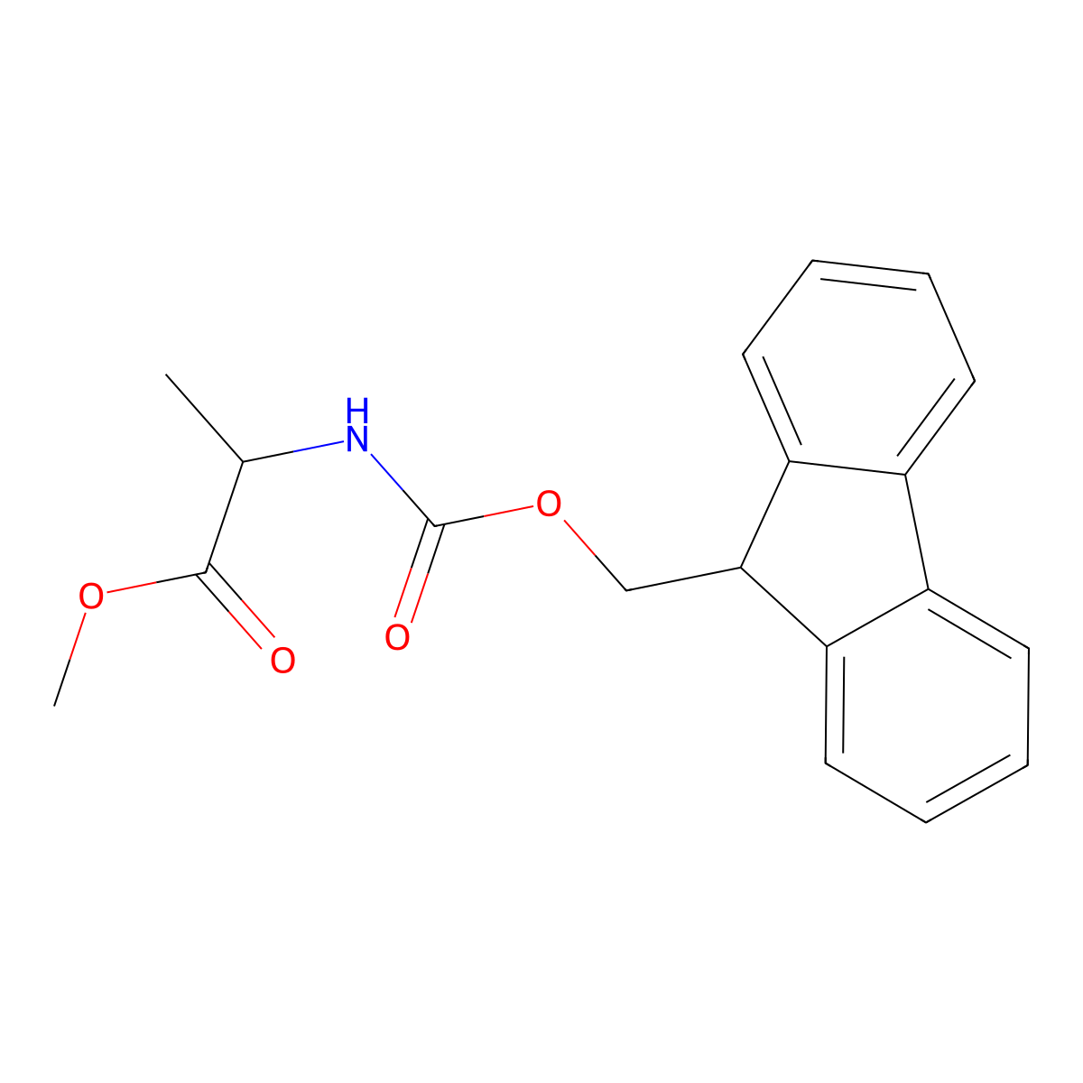 (S)-Methyl 2-((((9H-fluoren-9-yl)methoxy)carbonyl)amino)propanoate molecular structure, CAS 146346-88-5