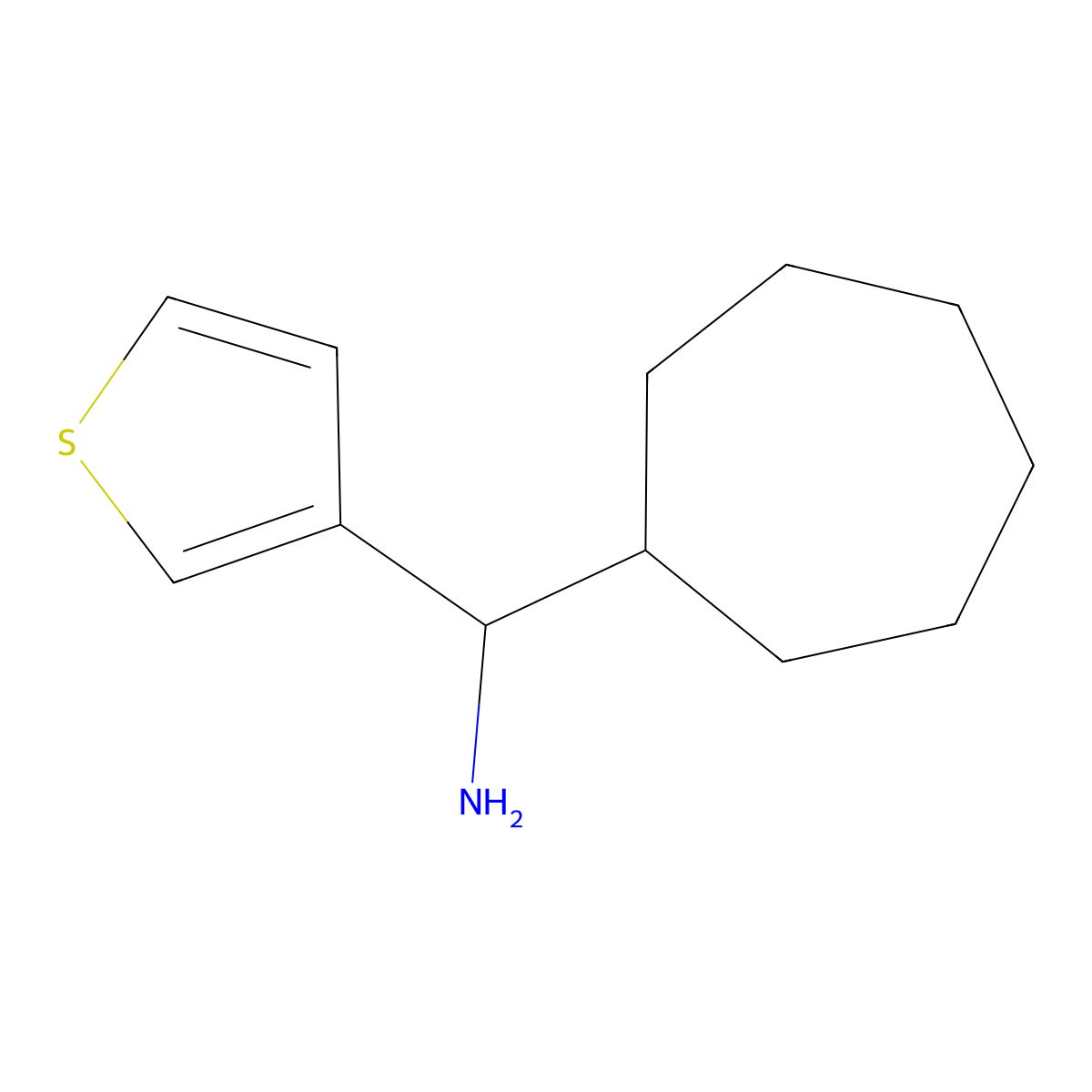 Cycloheptyl(thiophen-3-yl)methanamine molecular structure, CAS 1463478-11-6