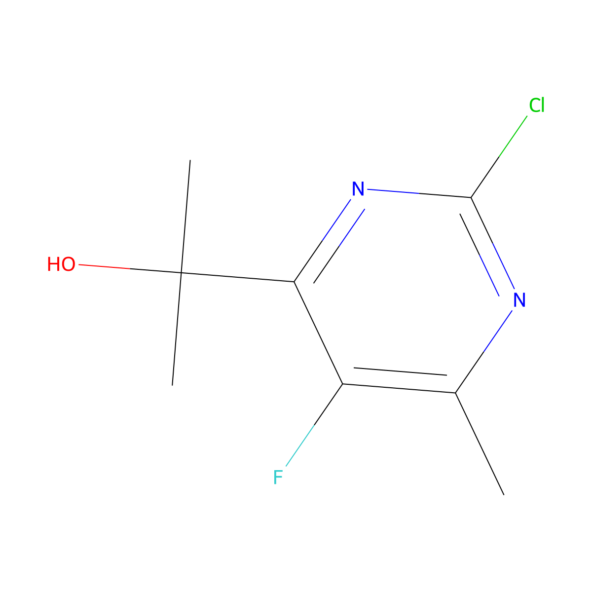 2-(2-Chloro-5-fluoro-6-methylpyrimidin-4-yl)propan-2-ol molecular structure, CAS 1463484-27-6