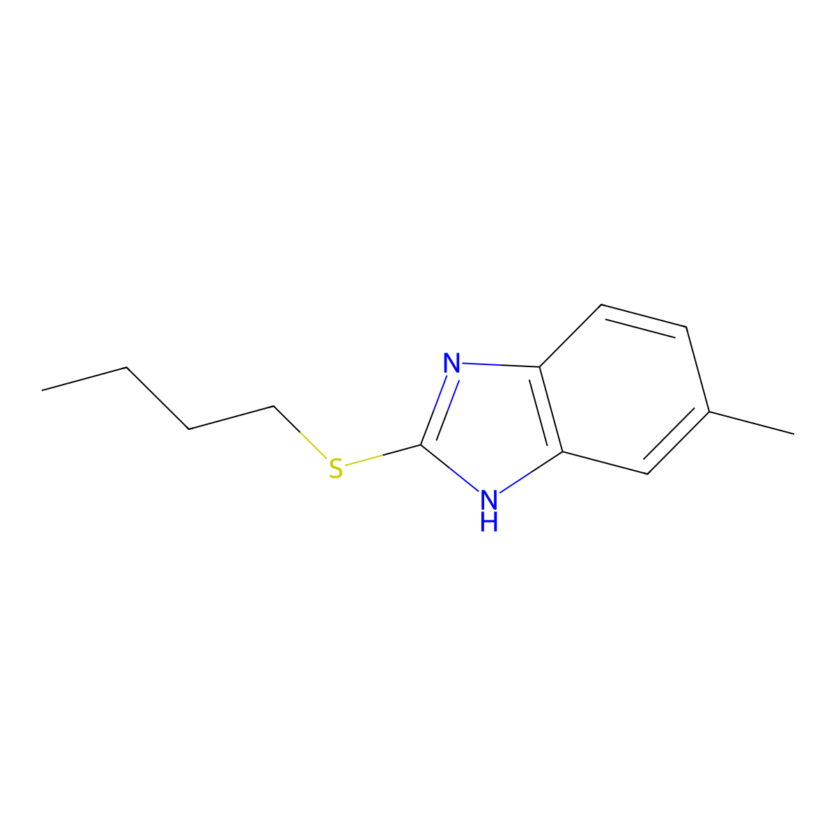 2-(butylsulfanyl)-5-methyl-1H-1,3-benzodiazole molecular structure, CAS 146350-96-1