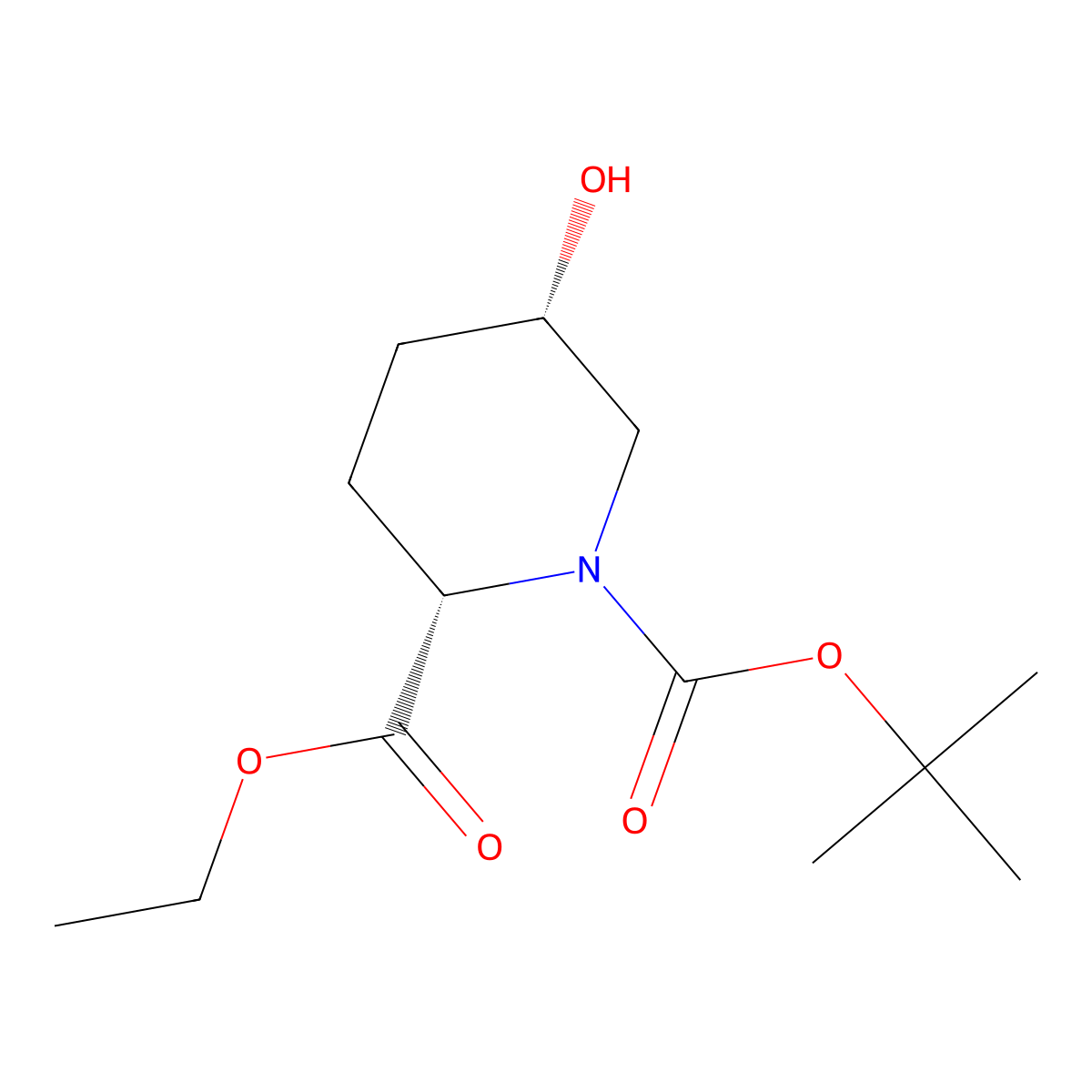 (2S,5S)-1-tert-butyl 2-ethyl 5-hydroxypiperidine-1,2-dicarboxylate molecular structure, CAS 1463501-44-1
