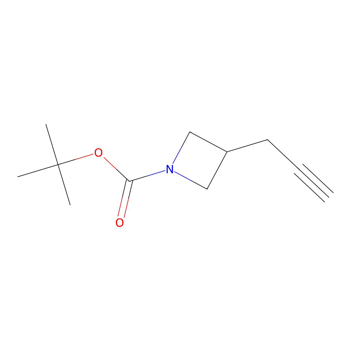 Tert-butyl 3-(prop-2-yn-1-yl)azetidine-1-carboxylate molecular structure, CAS 1463502-41-1