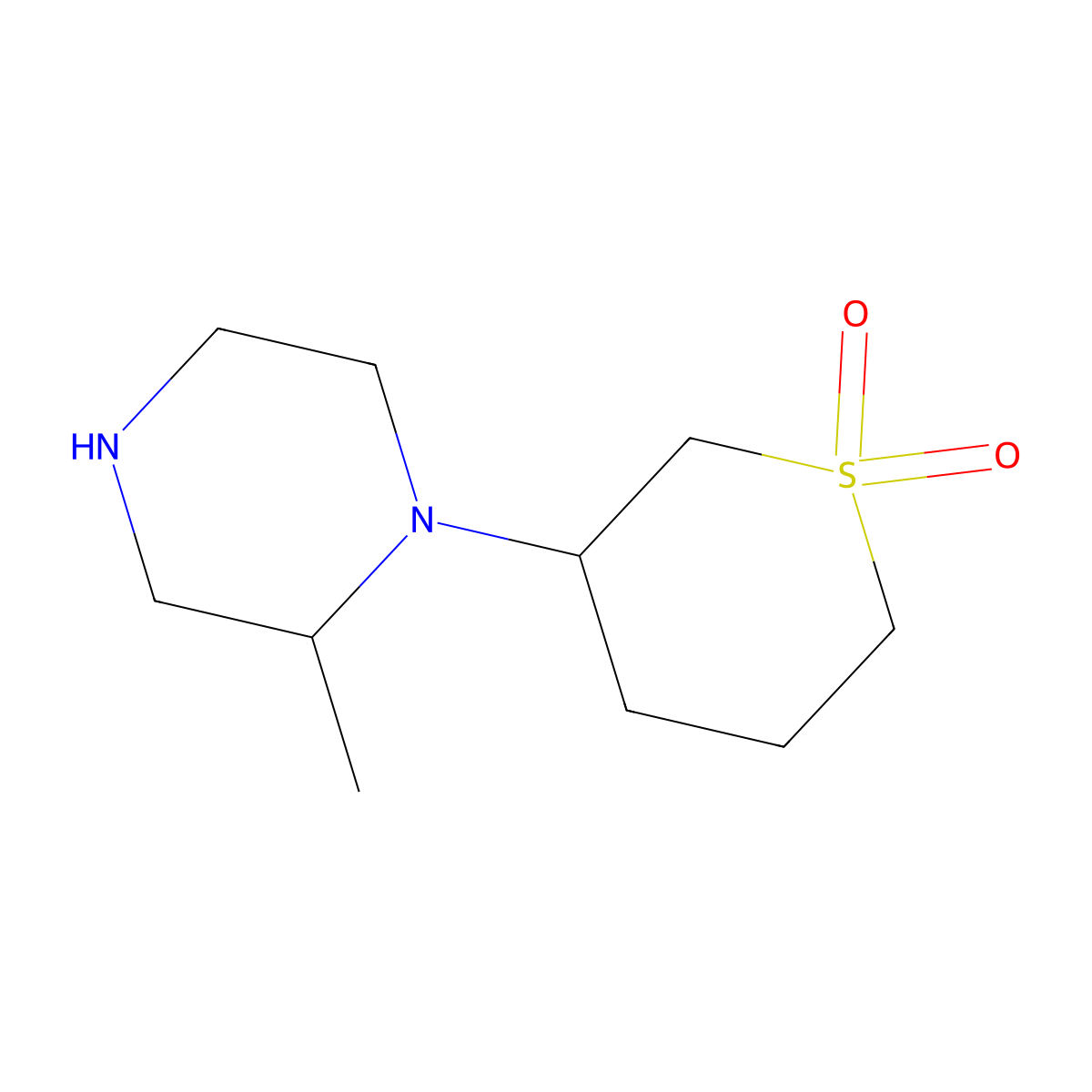3-(2-Methylpiperazin-1-yl)-1lambda6-thiane-1,1-dione molecular structure, CAS 1463517-54-5