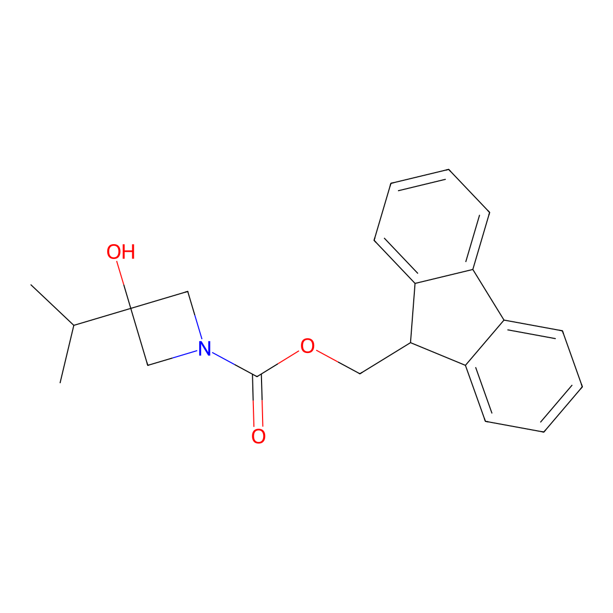 (9H-fluoren-9-yl)methyl 3-hydroxy-3-(propan-2-yl)azetidine-1-carboxylate molecular structure, CAS 1463517-61-4