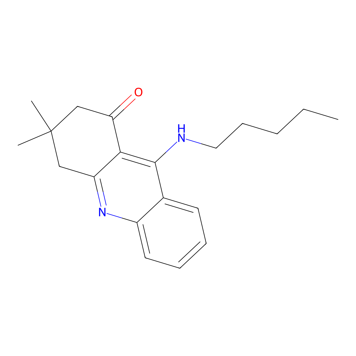 3,3-Dimethyl-9-(pentylamino)-2,4-dihydroacridin-1-one molecular structure, CAS 146352-05-8