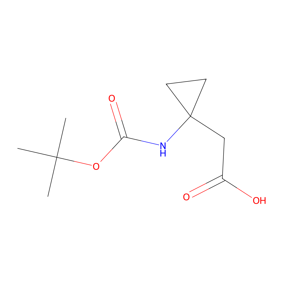 2-(1-(((Tert-butoxy)carbonyl)amino)cyclopropyl)acetic acid molecular structure, CAS 1463522-68-0