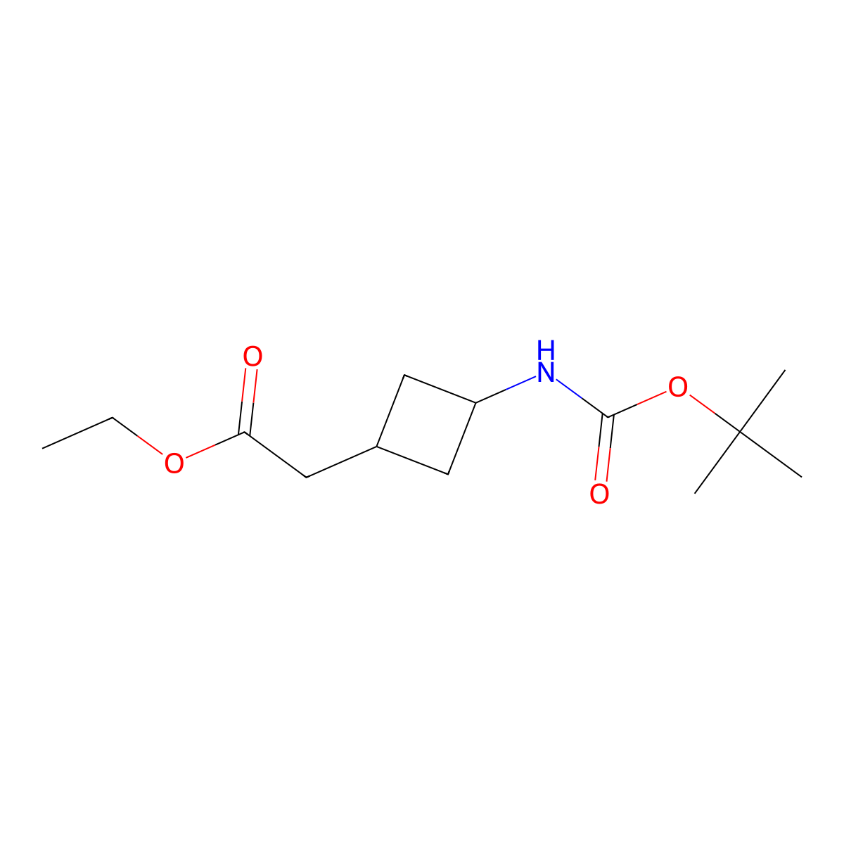 Ethyl 2-(3-((tert-butoxycarbonyl)amino)cyclobutyl)acetate molecular structure, CAS 1463522-74-8