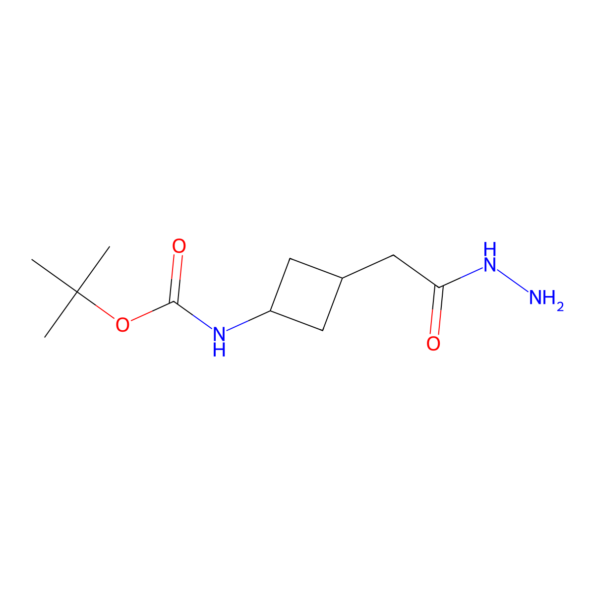 Tert-butyl 3-(2-hydrazinyl-2-oxoethyl)cyclobutylcarbamate molecular structure, CAS 1463522-75-9