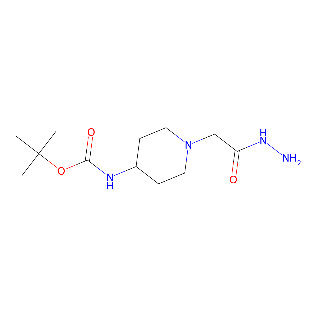 tert-Butyl [1-(2-hydrazino-2-oxoethyl)piperidin-4-yl]carbamate molecular structure, CAS 1463524-40-4