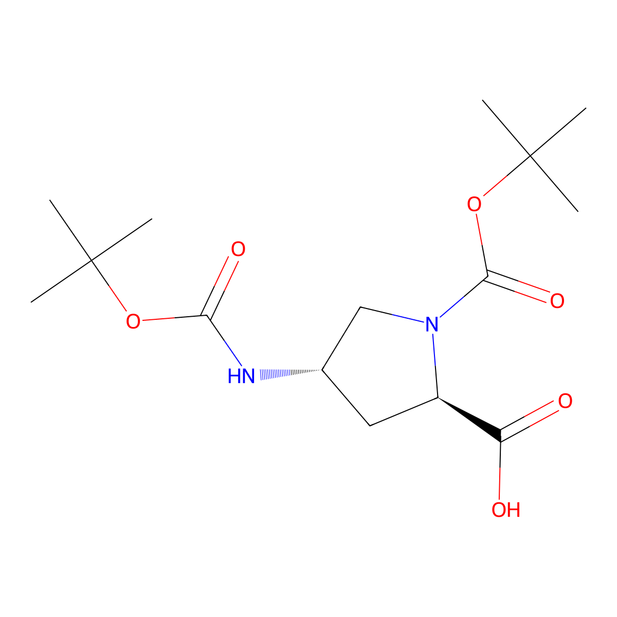 (2R,4S)-1-Boc-4-(boc-amino)pyrrolidine-2-carboxylic acid molecular structure, CAS 1463527-55-0