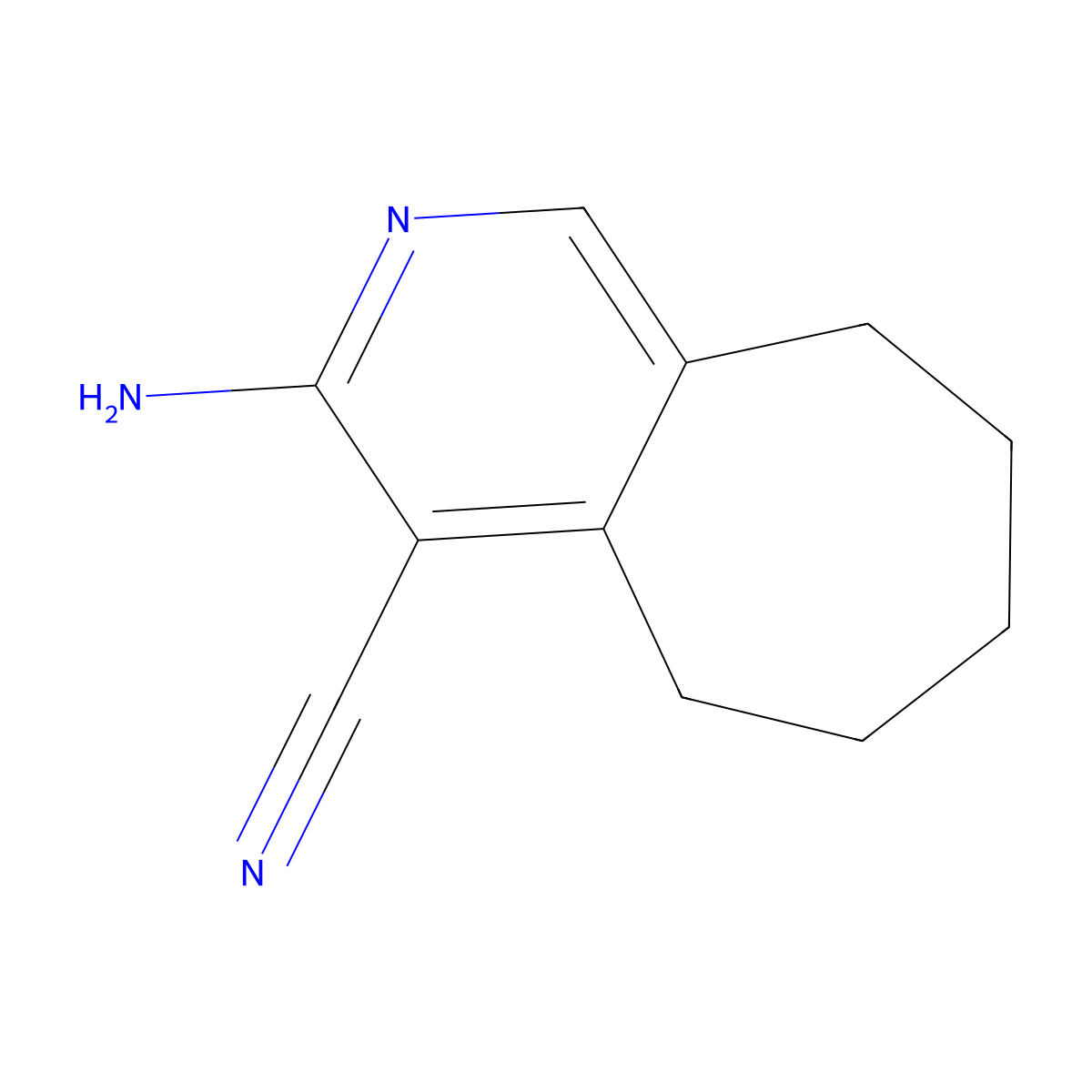 3-amino-5H,6H,7H,8H,9H-cyclohepta[c]pyridine-4-carbonitrile molecular structure, CAS 146353-67-5