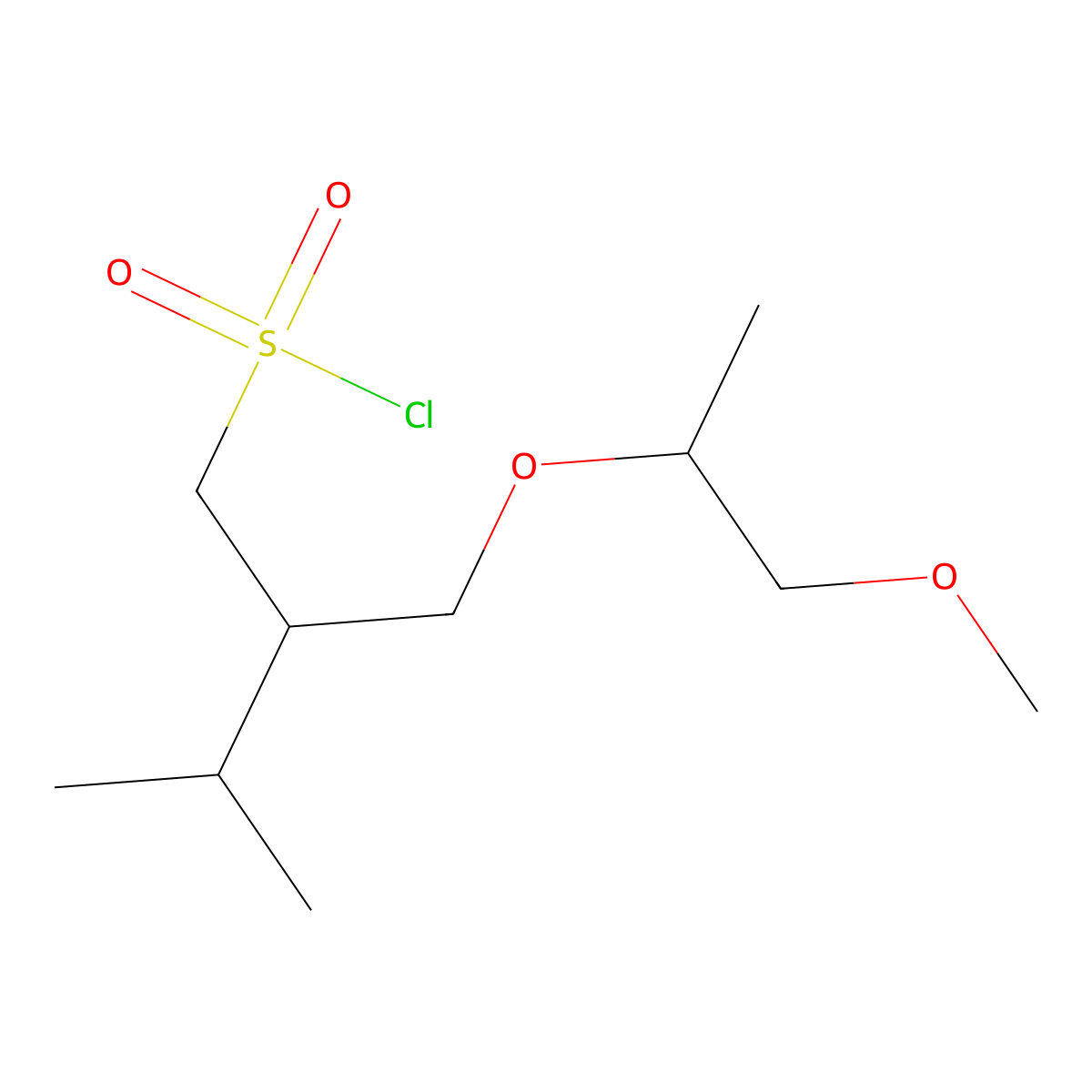 2-(((1-Methoxypropan-2-yl)oxy)methyl)-3-methylbutane-1-sulfonyl chloride molecular structure, CAS 1463606-53-2