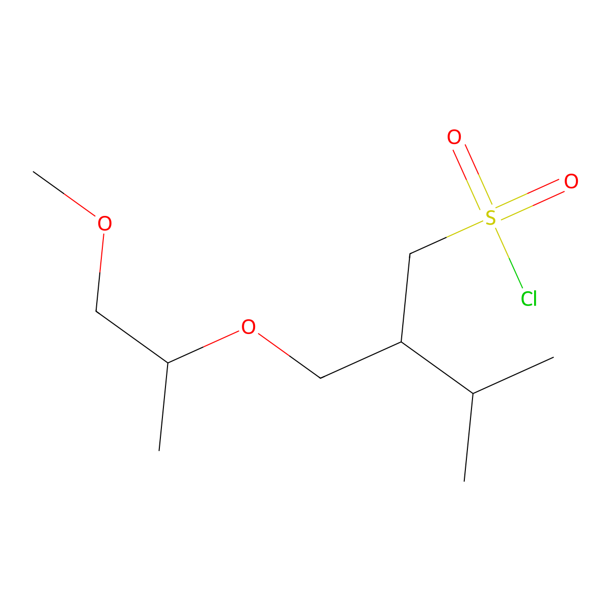 2-(((1-Methoxypropan-2-yl)oxy)methyl)-3-methylbutane-1-sulfonyl chloride molecular structure, CAS 1463606-53-2