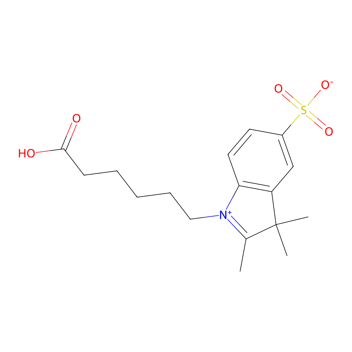 1-(5-Carboxypentyl)-2,3,3-trimethyl-3H-indol-1-ium-5-sulfonate molecular structure, CAS 146368-08-3