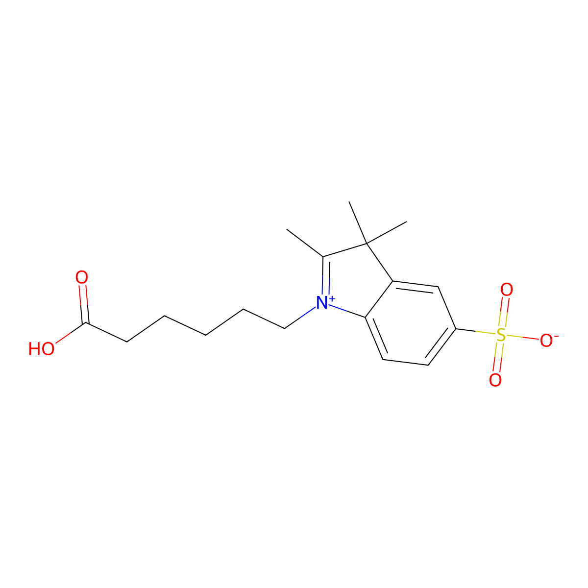 1-(5-Carboxypentyl)-2,3,3-trimethyl-3H-indol-1-ium-5-sulfonate molecular structure, CAS 146368-08-3