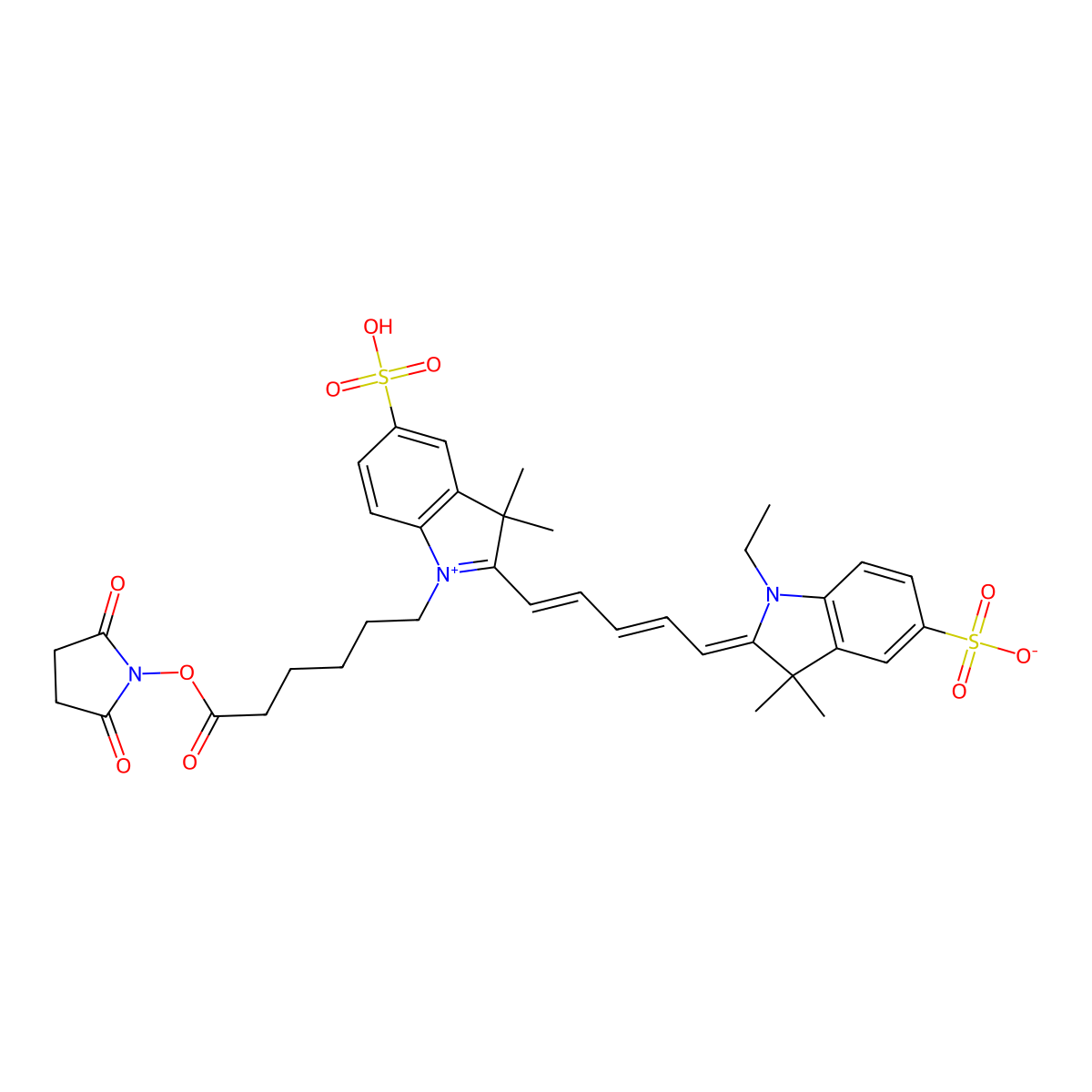 Cy5 NHS Ester molecular structure, CAS 146368-14-1