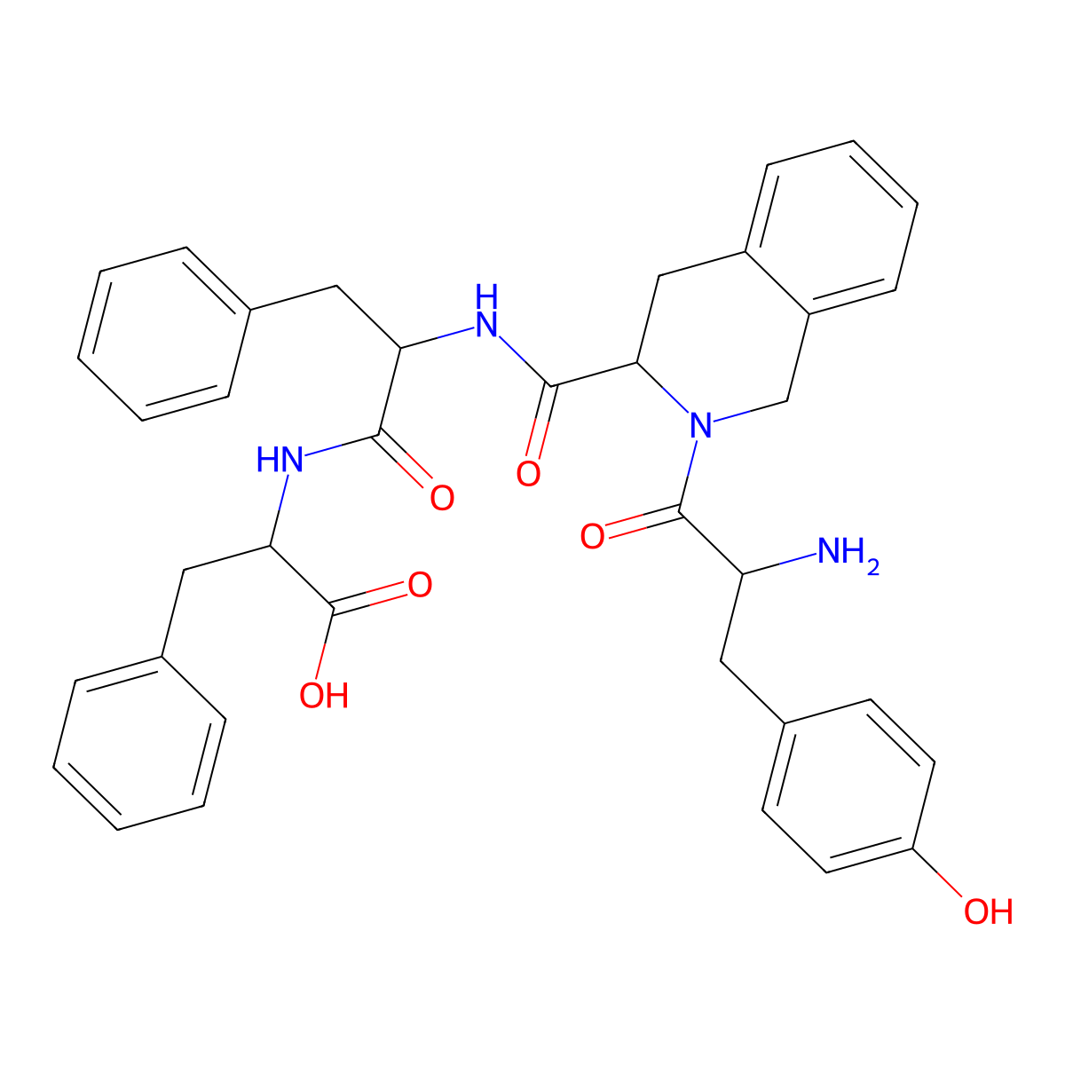 Tyrosyl-1,2,3,4-tetrahydro-3-isoquinolinecarbonyl-phenylalanyl-phenylalanine molecular structure, CAS 146369-65-5