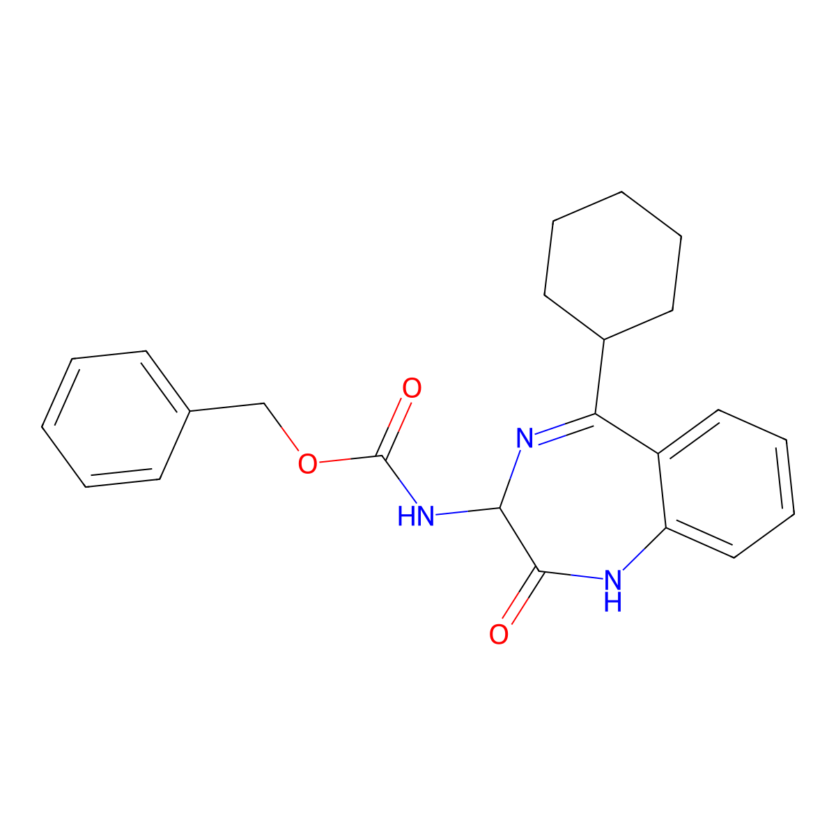 Z-(R,S)-3-amino-5-cyclohexyl-2-oxo-1,4-benzodiazepine molecular structure, CAS 146373-94-6
