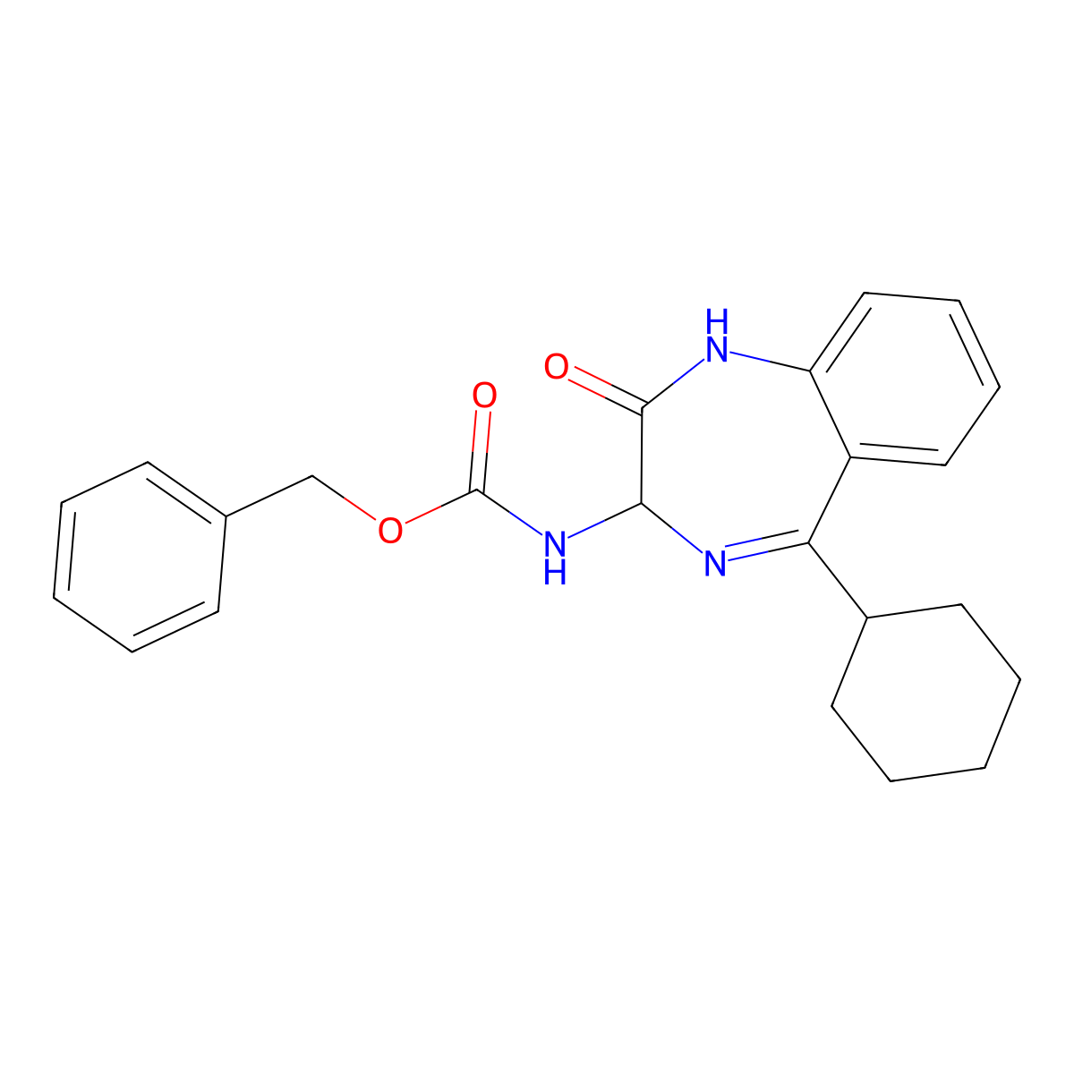 Z-(R,S)-3-amino-5-cyclohexyl-2-oxo-1,4-benzodiazepine molecular structure, CAS 146373-94-6