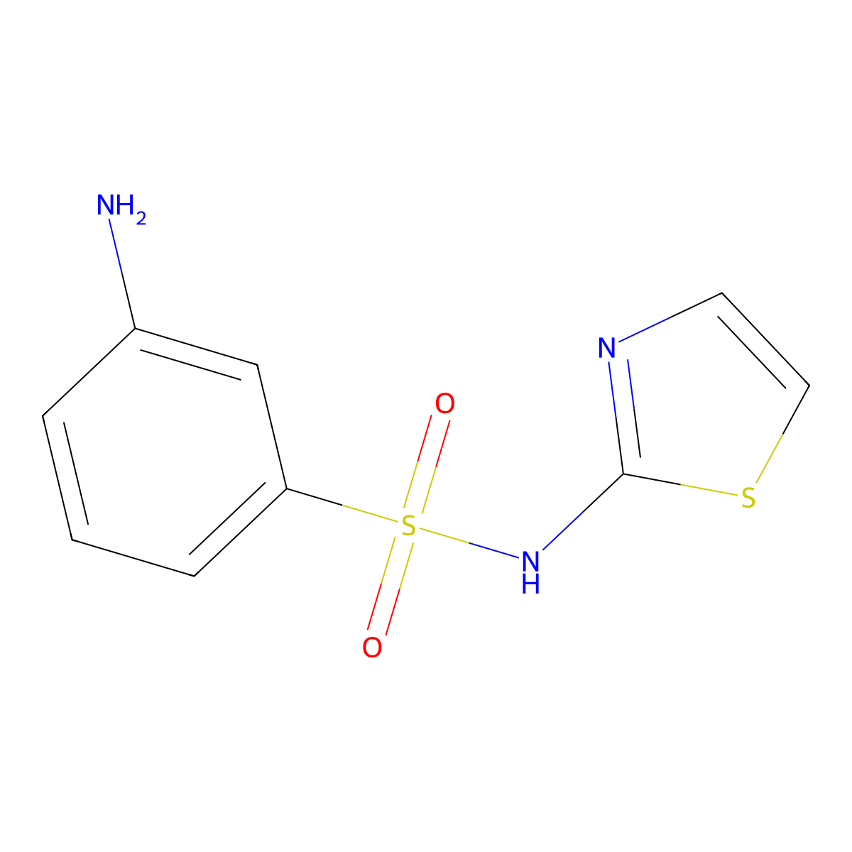 3-amino-N-(1,3-thiazol-2-yl)benzene-1-sulfonamide molecular structure, CAS 146374-23-4