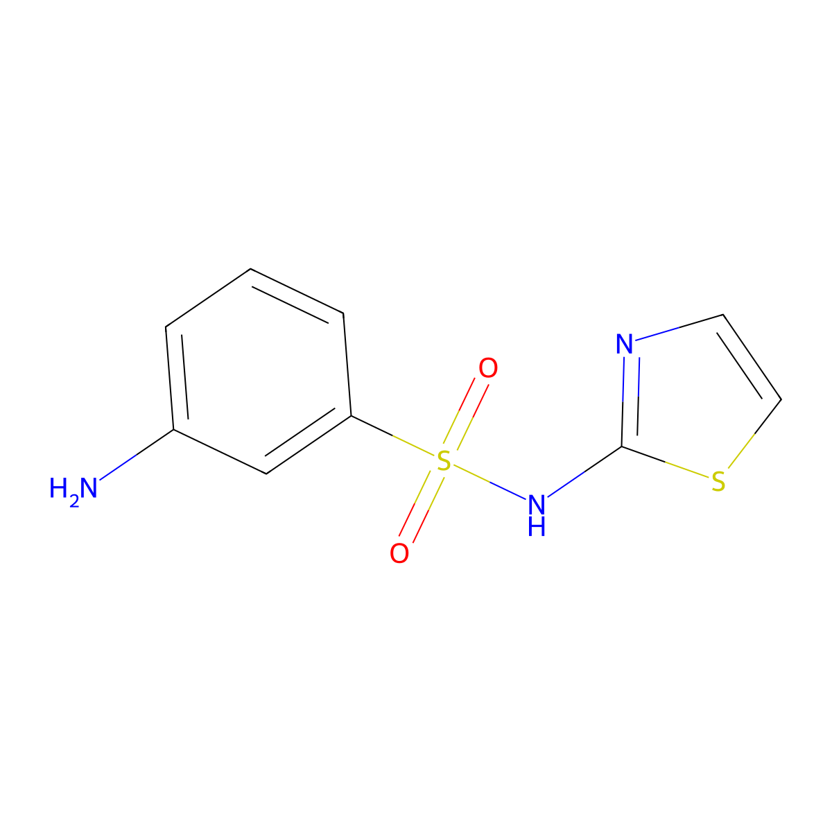 3-amino-N-(1,3-thiazol-2-yl)benzene-1-sulfonamide molecular structure, CAS 146374-23-4