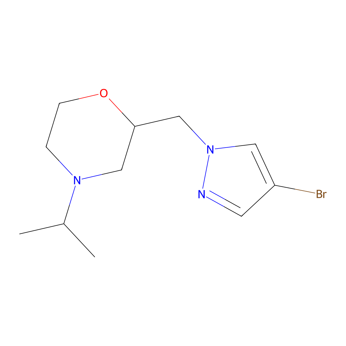 2-[(4-bromo-1H-pyrazol-1-yl)methyl]-4-(propan-2-yl)morpholine molecular structure, CAS 1463800-49-8