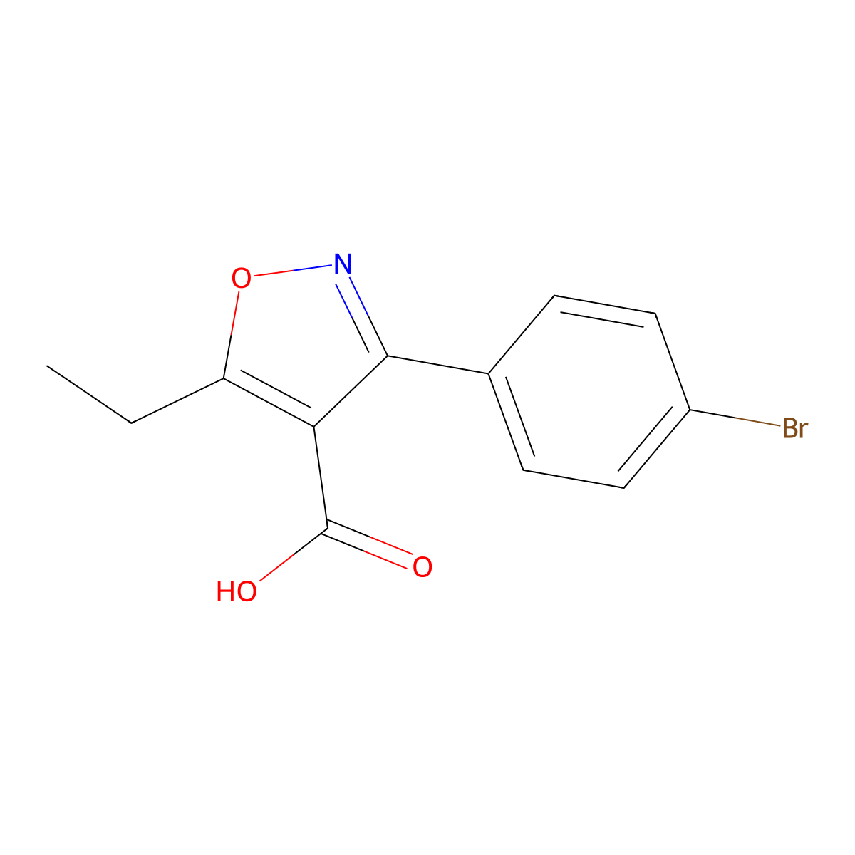 3-(4-Bromophenyl)-5-ethyl-1,2-oxazole-4-carboxylic acid molecular structure, CAS 1463808-08-3