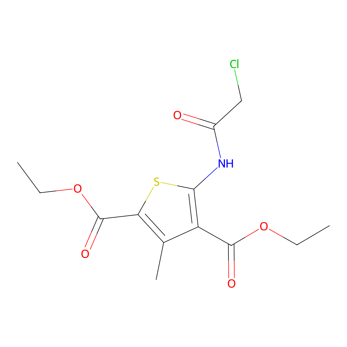 Diethyl 5-[(chloroacetyl)amino]-3-methylthiophene-2,4-dicarboxylate molecular structure, CAS 146381-87-5