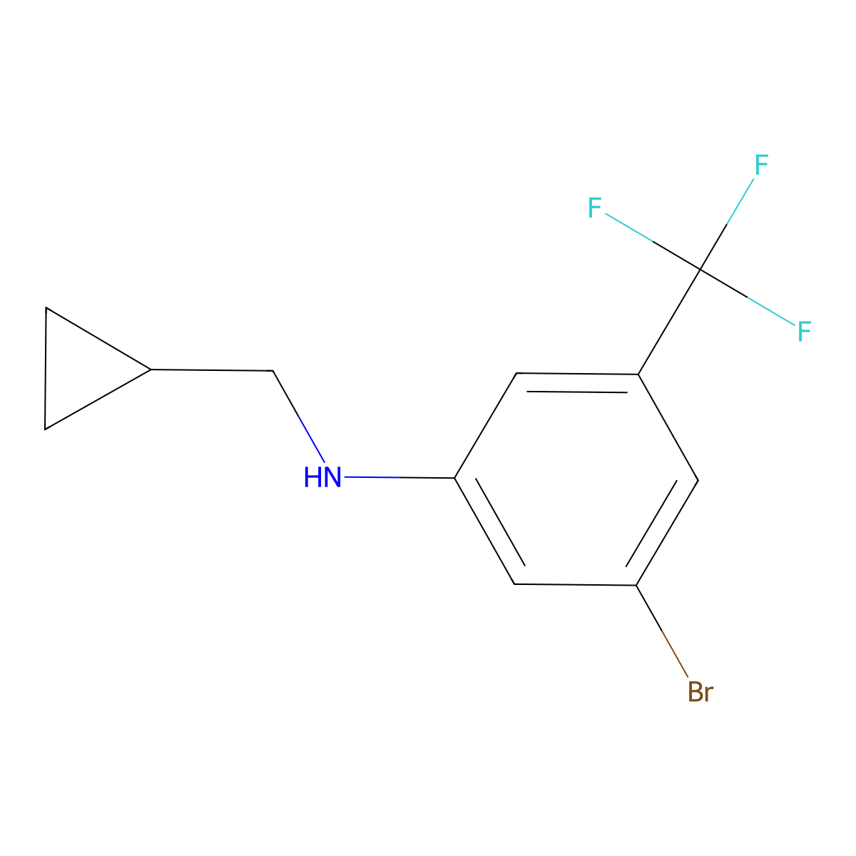 3-bromo-N-(cyclopropylmethyl)-5-(trifluoromethyl)aniline molecular structure, CAS 1463834-43-6