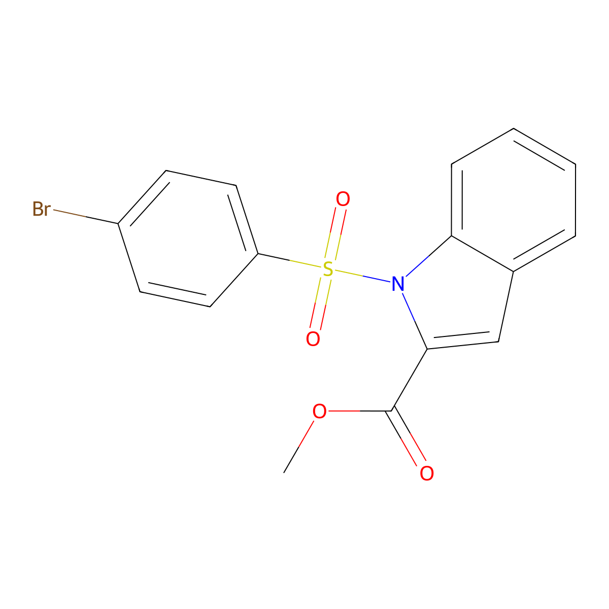 methyl 1-[(4-bromophenyl)sulfonyl]-1H-indole-2-carboxylate molecular structure, CAS 146384-43-2