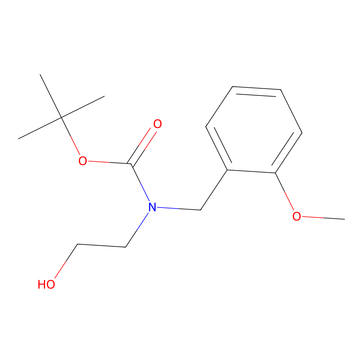 tert-butyl N-(2-hydroxyethyl)-N-[(2-methoxyphenyl)methyl]carbamate molecular structure, CAS 1463863-46-8