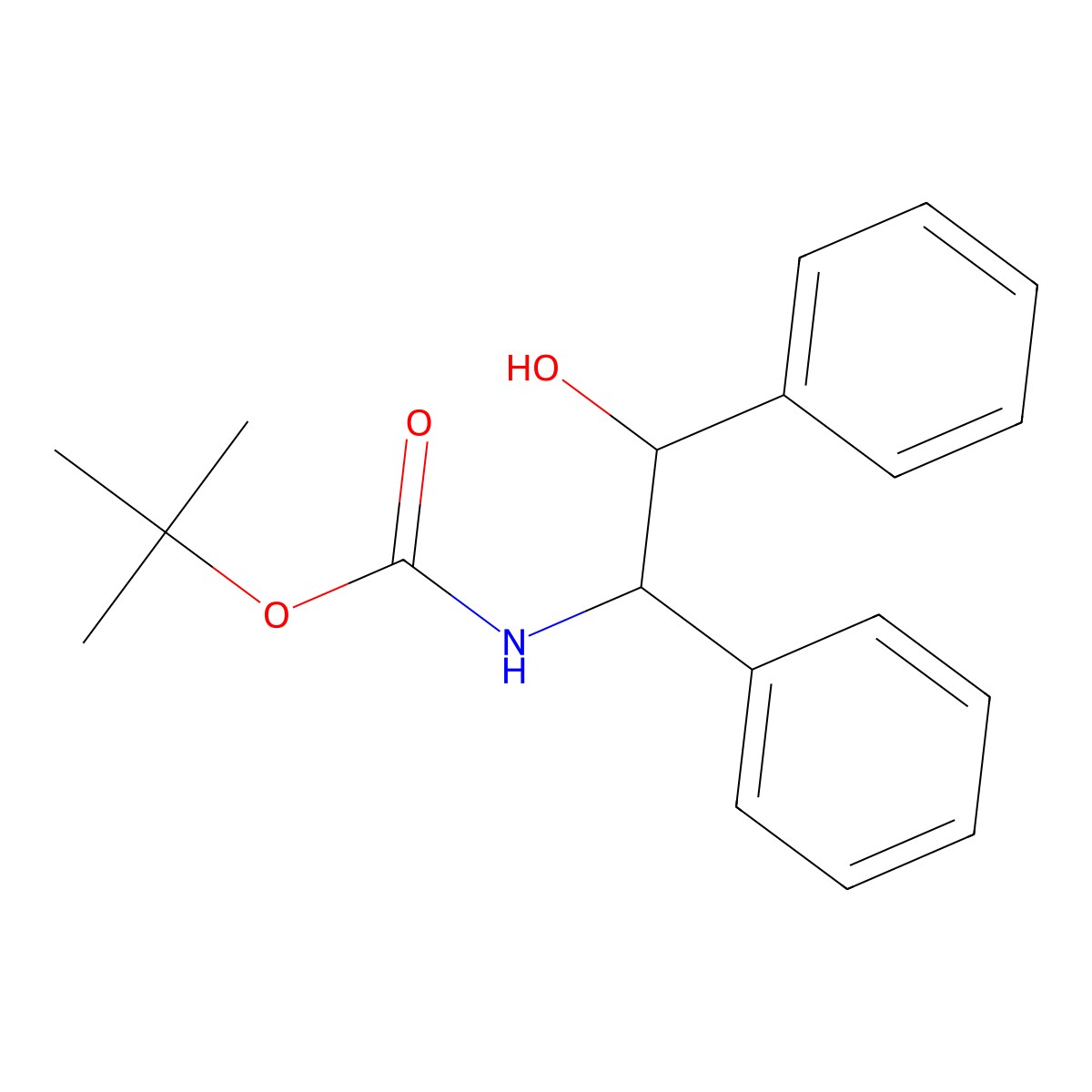 tert-Butyl ((1R,2S)-2-hydroxy-1,2-diphenylethyl)carbamate molecular structure, CAS 146388-19-4