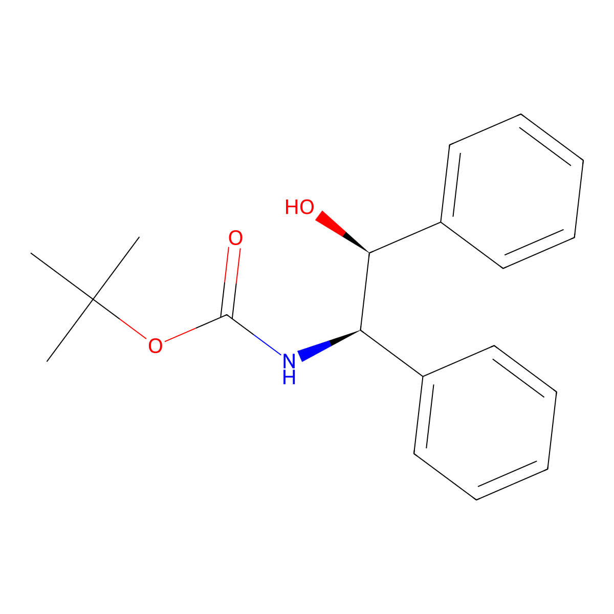 tert-Butyl ((1R,2S)-2-hydroxy-1,2-diphenylethyl)carbamate molecular structure, CAS 146388-19-4
