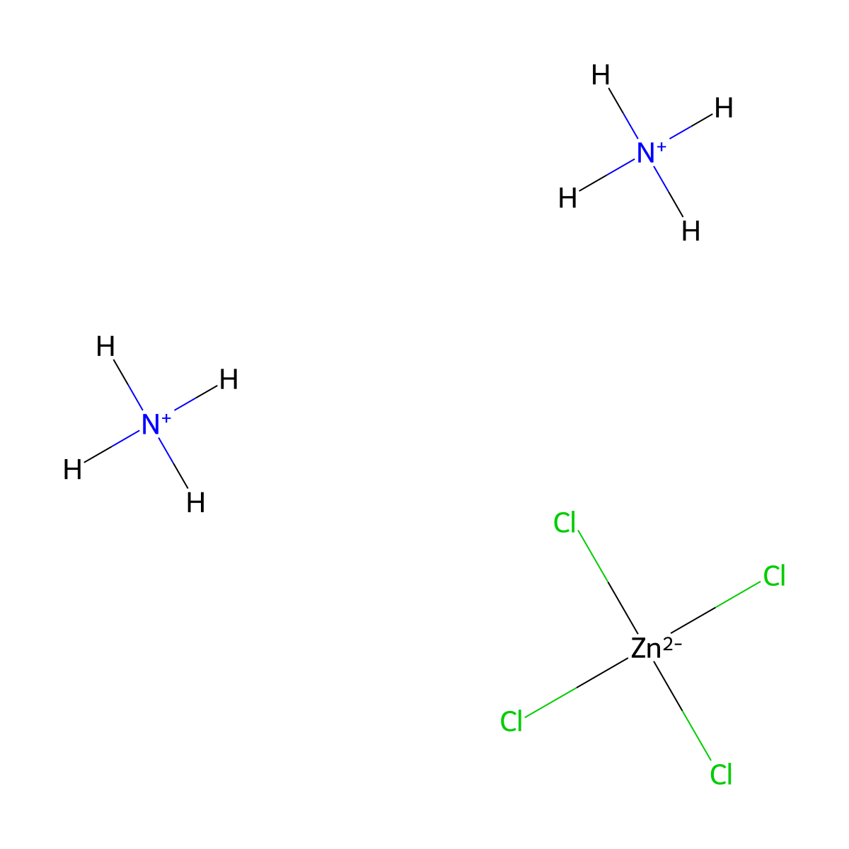Zinc ammonium chloride molecular structure, CAS 14639-97-5