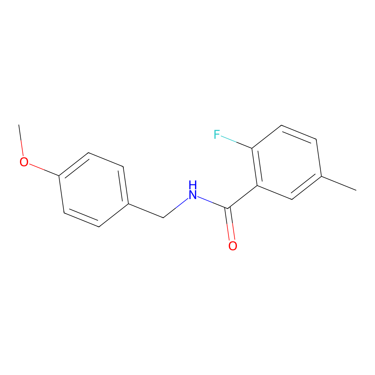 2-fluoro-N-[(4-methoxyphenyl)methyl]-5-methylbenzamide molecular structure, CAS 1463917-50-1