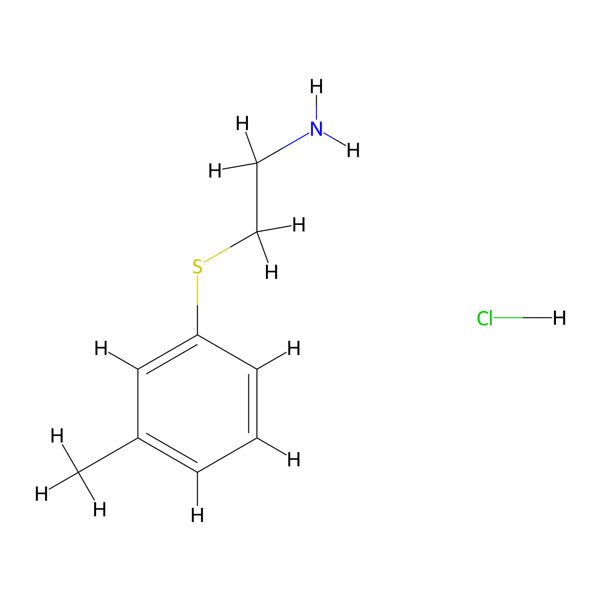 2-[(3-Methylphenyl)sulfanyl]ethan-1-amine hydrochloride molecular structure, CAS 1463965-66-3