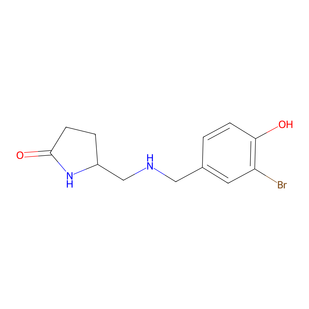 5-(((3-Bromo-4-hydroxybenzyl)amino)methyl)pyrrolidin-2-one molecular structure, CAS 1463973-56-9