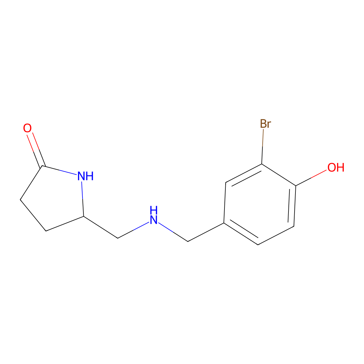 5-(((3-Bromo-4-hydroxybenzyl)amino)methyl)pyrrolidin-2-one molecular structure, CAS 1463973-56-9