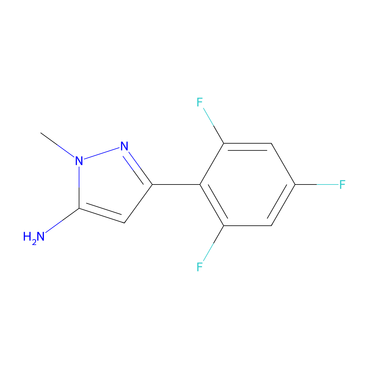 1-Methyl-3-(2,4,6-trifluorophenyl)-1h-pyrazol-5-amine molecular structure, CAS 1464064-63-8