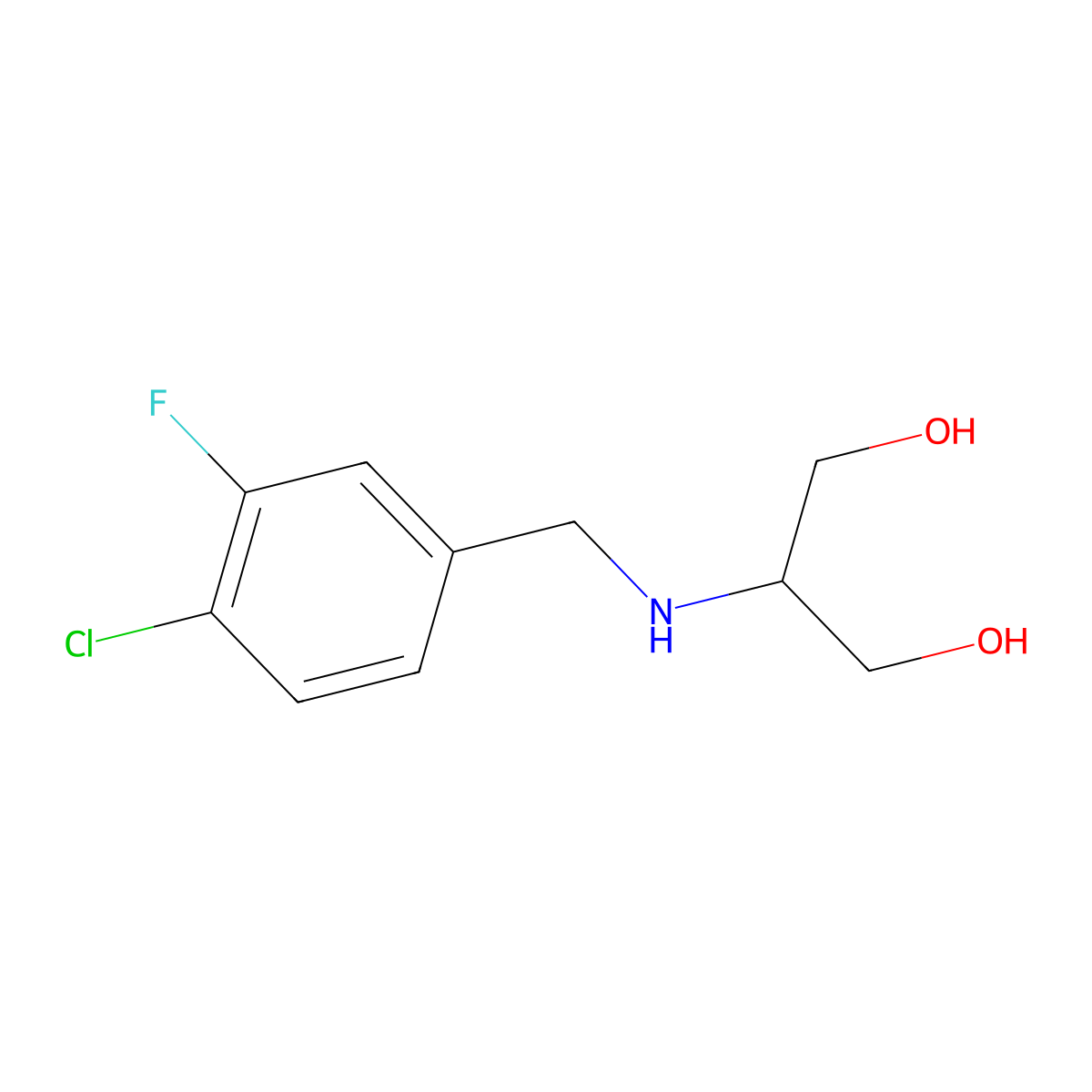2-{[(4-Chloro-3-fluorophenyl)methyl]amino}propane-1,3-diol molecular structure, CAS 1464085-49-1