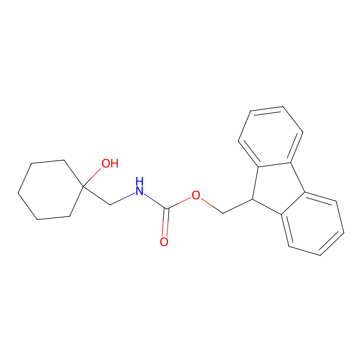 (9H-fluoren-9-yl)methyl N-[(1-hydroxycyclohexyl)methyl]carbamate molecular structure, CAS 1464087-63-5