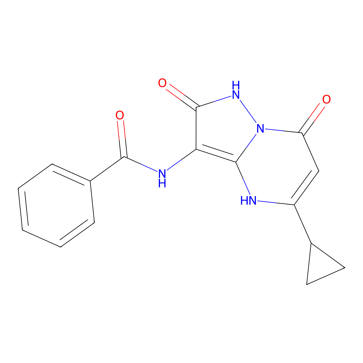 N-(5-Cyclopropyl-2,7-dioxo-1,2,4,7-tetrahydropyrazolo[1,5-A]pyrimidin-3-YL)benzamide molecular structure, CAS 1464091-42-6