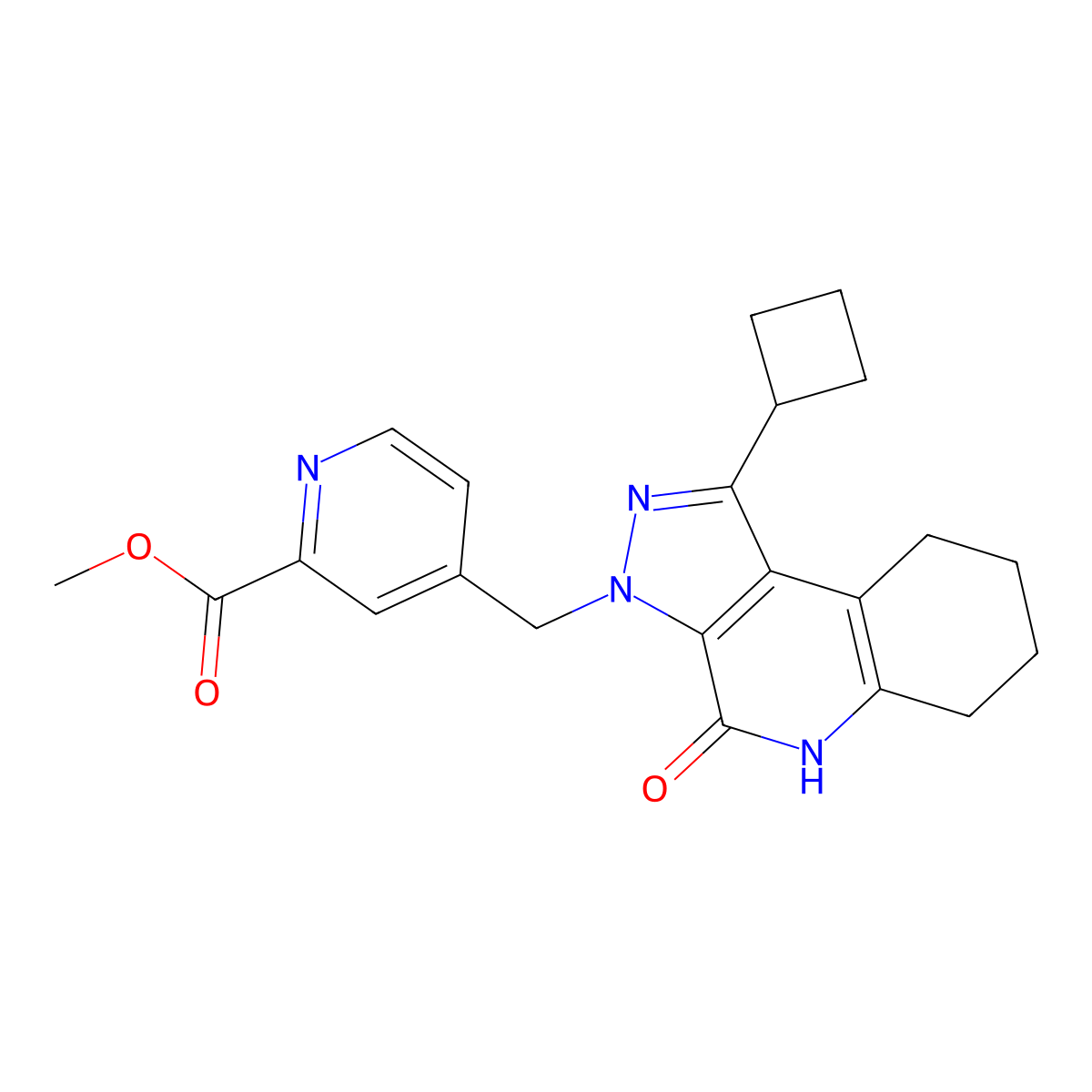 Methyl 4-((1-cyclobutyl-4-oxo-4,5,6,7,8,9-hexahydro-3H-pyrazolo[3,4-C]quinolin-3-YL)methyl)picolinate molecular structure, CAS 1464091-45-9