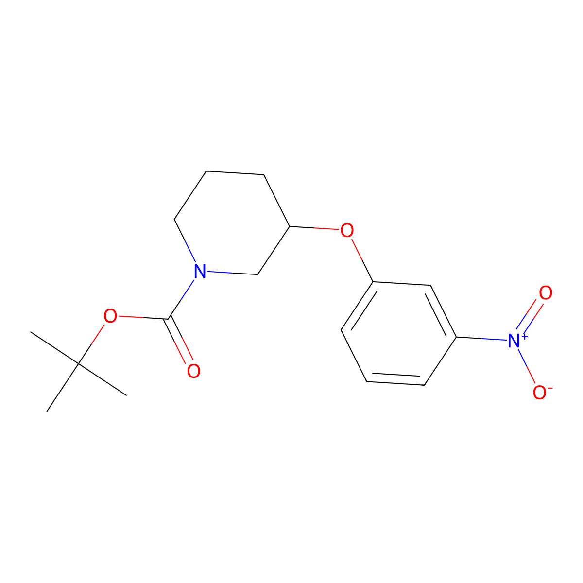 Tert-butyl 3-(3-nitrophenoxy)piperidine-1-carboxylate molecular structure, CAS 1464091-46-0